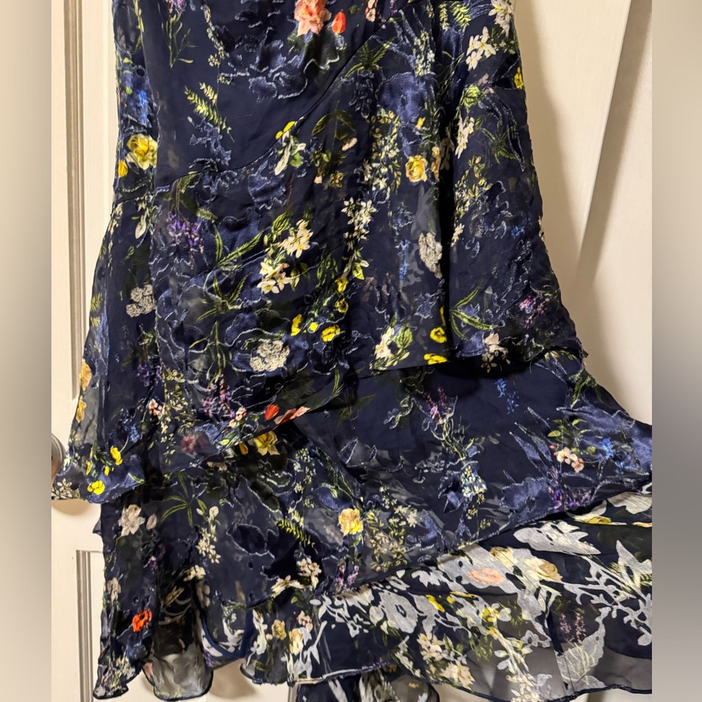 Preen by Thornton Bregazzi Tiered Floral Whimsigoth Velvet Silk Skirt Size XL - Picture 4 of 9